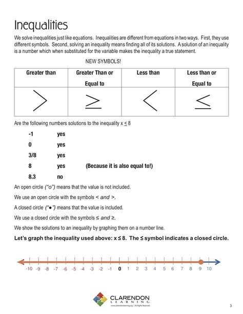 6th grade inequalities worksheet pdf